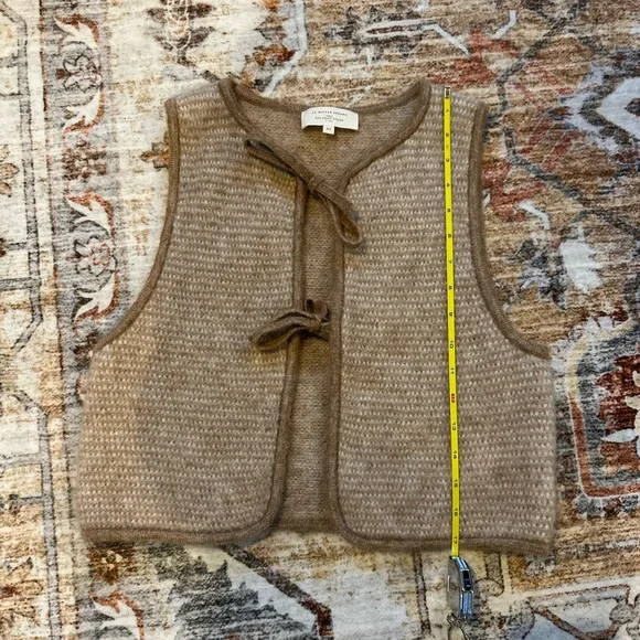 Sezane Pepy Tie Cardigan Vest XS Mottled Beige - Picture 7 of 10